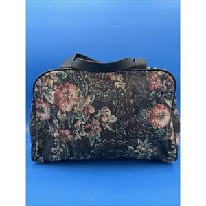 Vintage Verdi Boho Floral Tapestry Shoulder Carry On Tote Bag 14"x10" Weekender